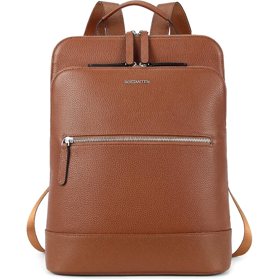 حقيبة ظهر للكمبيوتر المحمول من الجلد من BOSTANTEN للنساء مقاس 15.6 بوصة حقيبة كمبيوتر للسفر والعمل حقيبة نهارية كبيرة الحجم #1