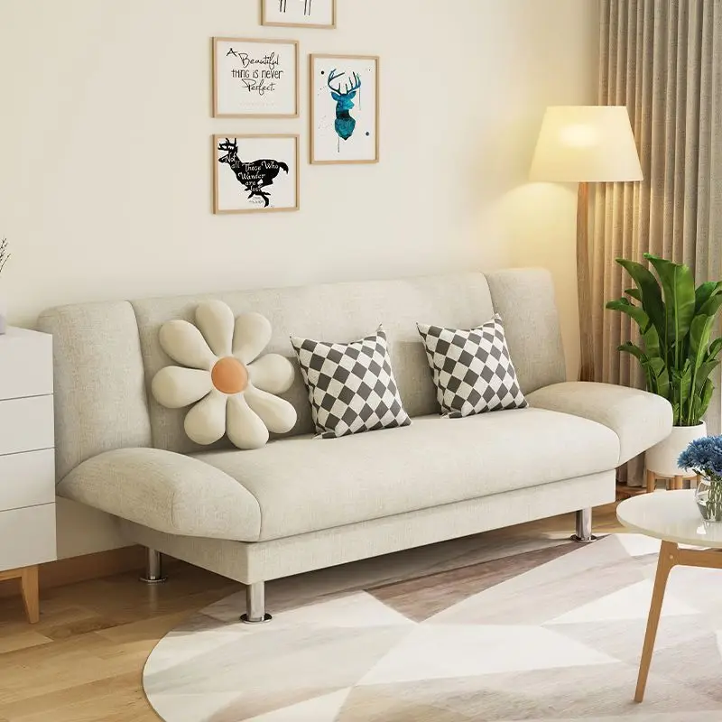 Apartment fabric small sofa, bedroom three people, rental room lazy sofa
