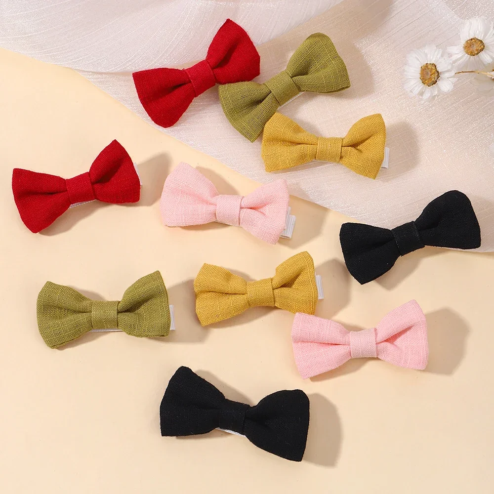 Mini nœuds de cheveux pour bébé, 2 pièces/lot, pinces à cheveux en coton doux, épingle à cheveux pour fille, Barrettes à nœud papillon, couvre-chef pour enfants, accessoires pour cheveux