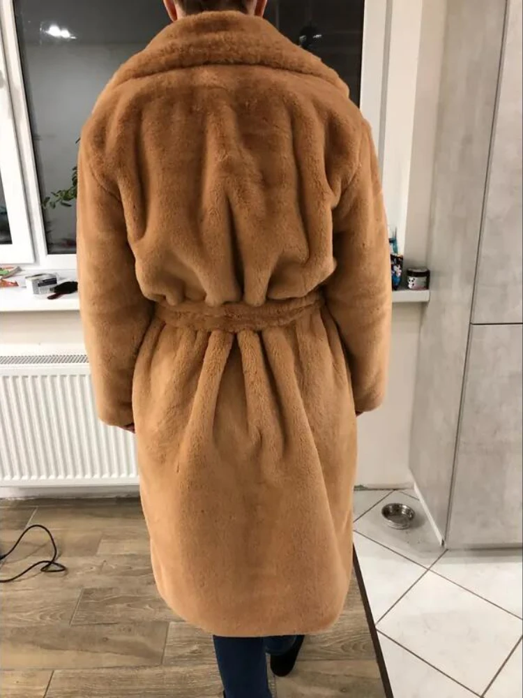 Winter Women Plus Size High Quality Faux Fur Coat Thick Warm Female Plush Coats Luxury Long Fur Coat Loose Lapel OverCoat