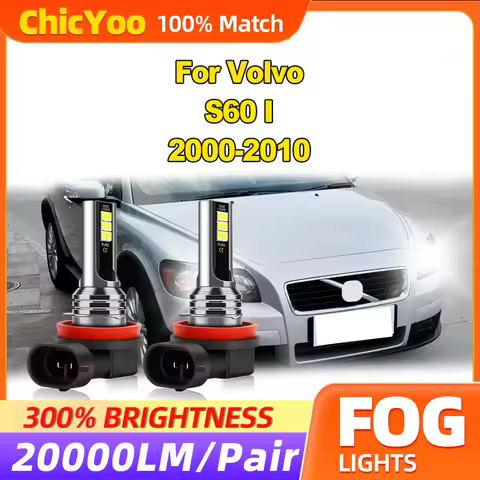 20000LM H11 H8 H9 Fog Lamps 60W CSP Chips LED Fog Lights 6000K White 12V For Volvo S60 I 2000-2004 2005 2006 2007 2008 2009 2010
