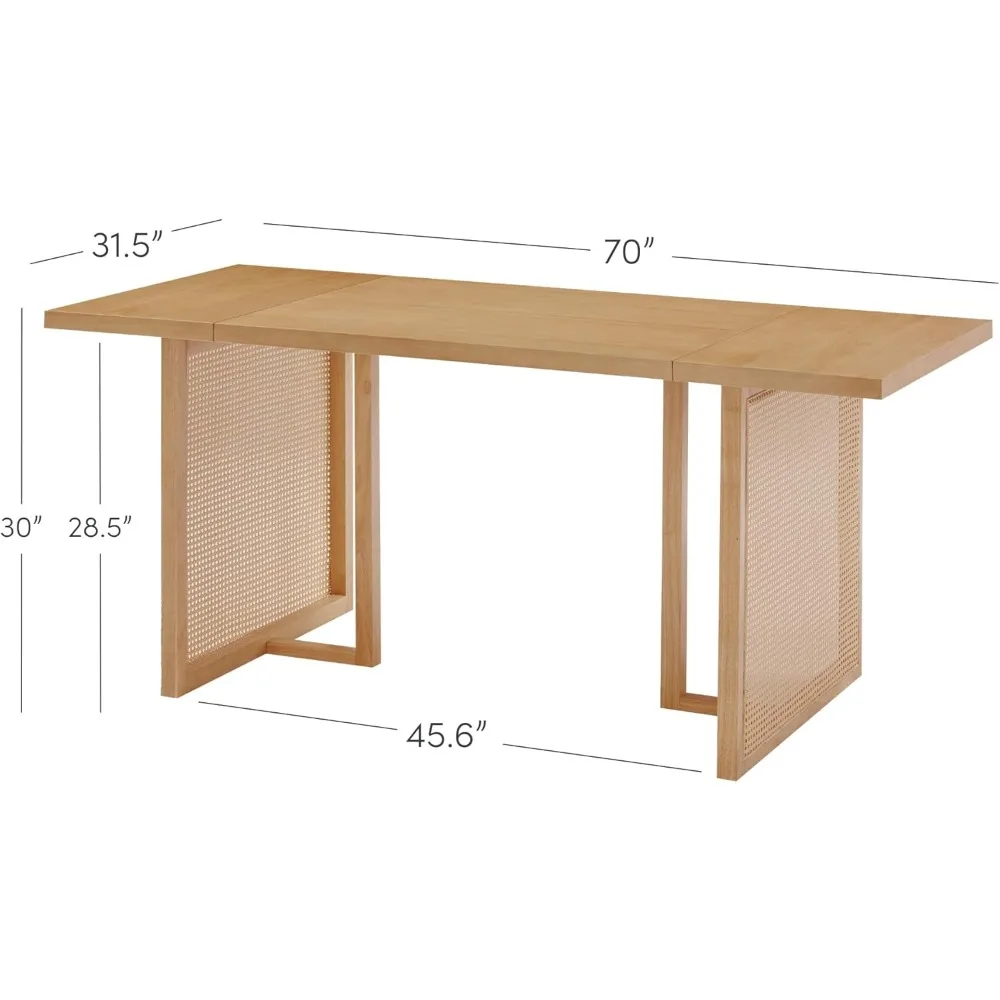 Esstisch für 6 Personen mit Beinen aus massivem Holz, Esstisch aus Naturholz für 6 Personen, Esstisch aus warmem Kiefernholz oder braun