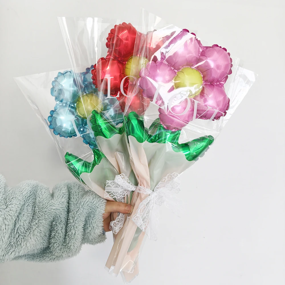 10/50/100 Stück Blumen-Folienballons 17×40cm Bunte Blumenförmige Ballons Muttertag Valentinstag Geburtstagsparty-Dekoration – Detail 5