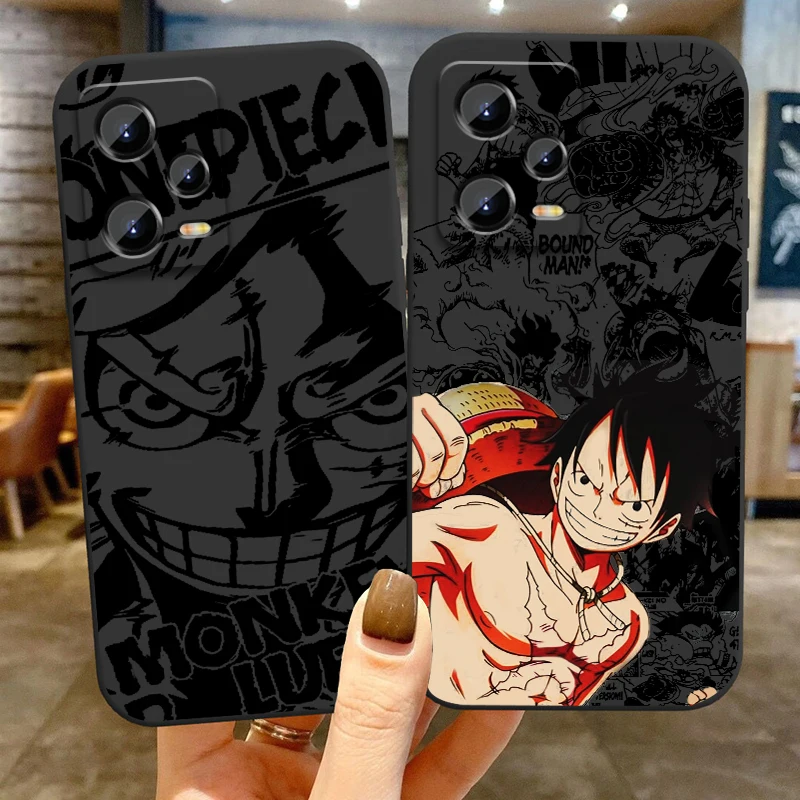 Anime Art One Piece Luffy For Xiaomi Redmi Note 13 12R 12 12S Turbo 11 11T 11S 10 10S Pro Plus 5G Black Cover Phone Case