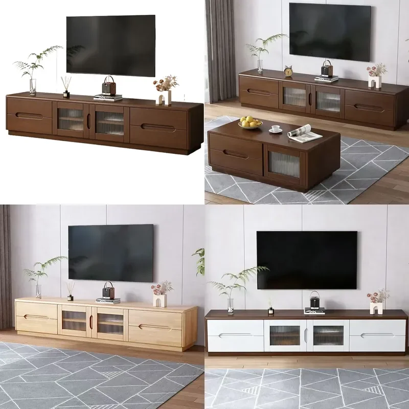 for Household Living Room TV Cabinet Solid Wood High Floor Standing Unit Middle Antique Style Storage Console Furniture