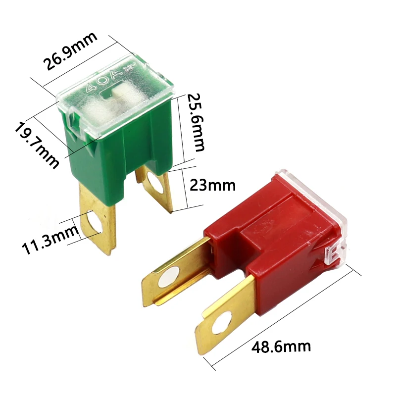 【5-2PCS】Automotive Car truck van square Fuse long feet male Fuse 20A 30A 40A 50A 60A 70A 80A 90A 100A 120A