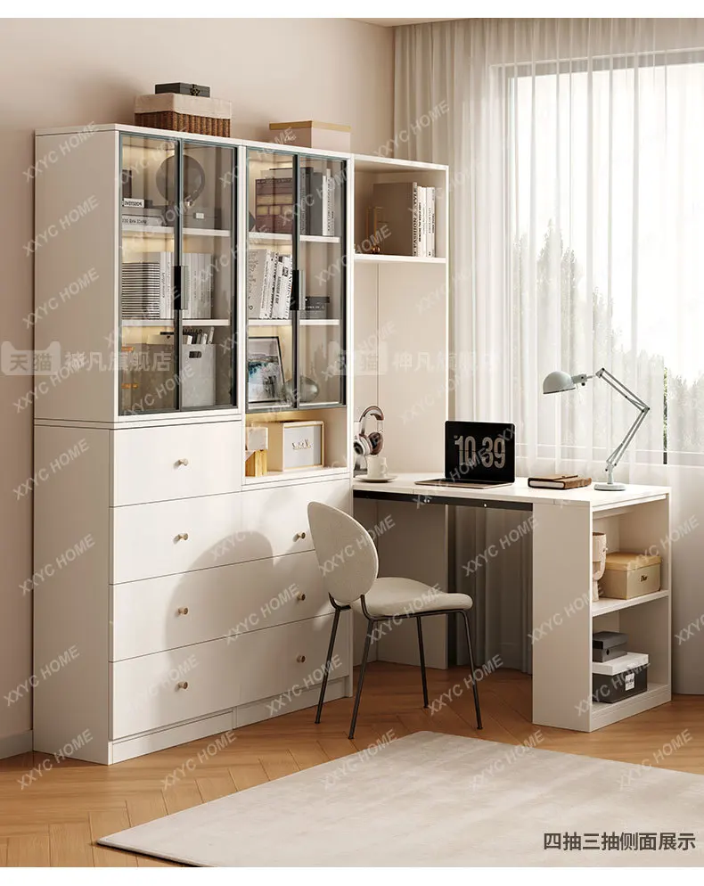 X-S  Corner folding retractable desk, integrated solid wood, home learning, small apartment, simple and modern HG