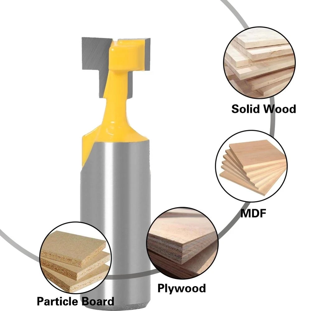 T-Slot Router Cutter Bit, Hex Bolt Woodworking Keyhole, 1/2" Shank 1/2" Cutting Dia, 1/2*3/8 Inch Pack of 2,Yellow