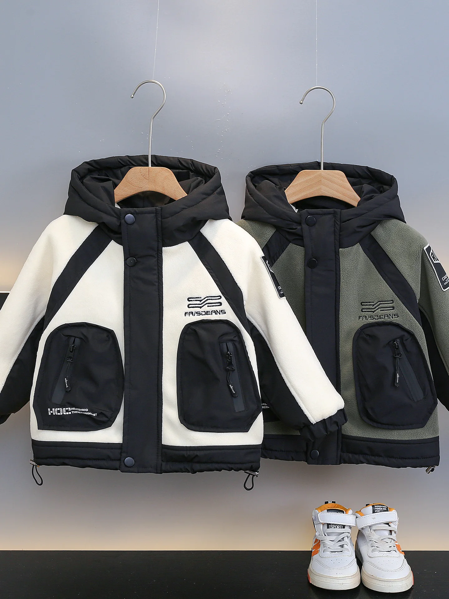 

Пальто-парка для мальчиков Orlon Fce Jaet, осенне-зимнее, утепленное, с капюшоном, молодежный стиль, теплая, длинная, на молнии, в полоску