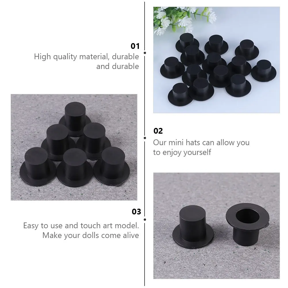 

120Pcs Snowman Hats Mini Black Christmas Snowman Hat DIY Accessories Mini Hats Festive Craft Supplies Christmas Hat Decor