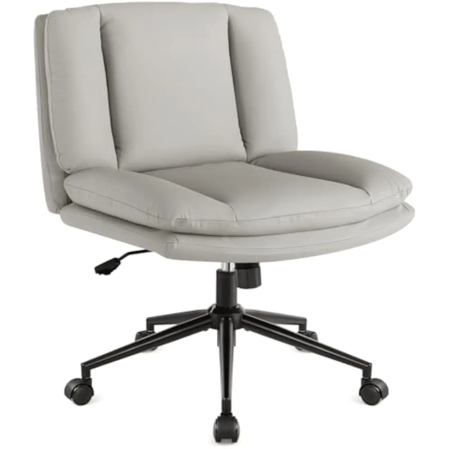 

Стул крест-накрест с колесами, широкий офисный стул без подлокотников из искусственной кожи, офисный стул на перекрестных ножках с двойной обивкой, широкое сиденье