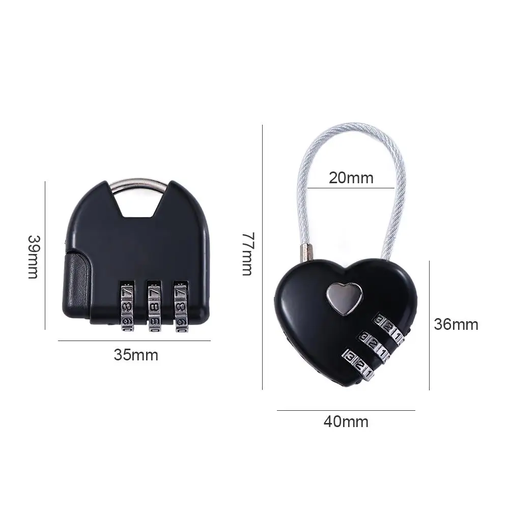 Lock Baggage Suitcase Gym Drawer Lock Heart Shape Padlock TSA Customs Code Lock Luggage Travel Lock Combination Padlock