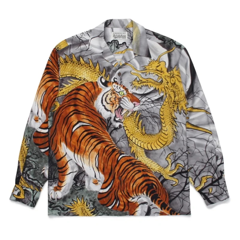 WACKO MARIA Streetwear Japanese High-end Shirt Men's Women's Fashion Print LWT Loose Hawaii Long Sleeve Shirt