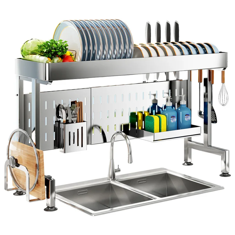 ‌ 304 الفولاذ المقاوم للصدأ توسيع بالوعة طبق تجفيف الرف الثقيلة لتقوم بها بنفسك Pegged لوحة نظام التخزين غير قابل للصدأ لا تركيب الحفر