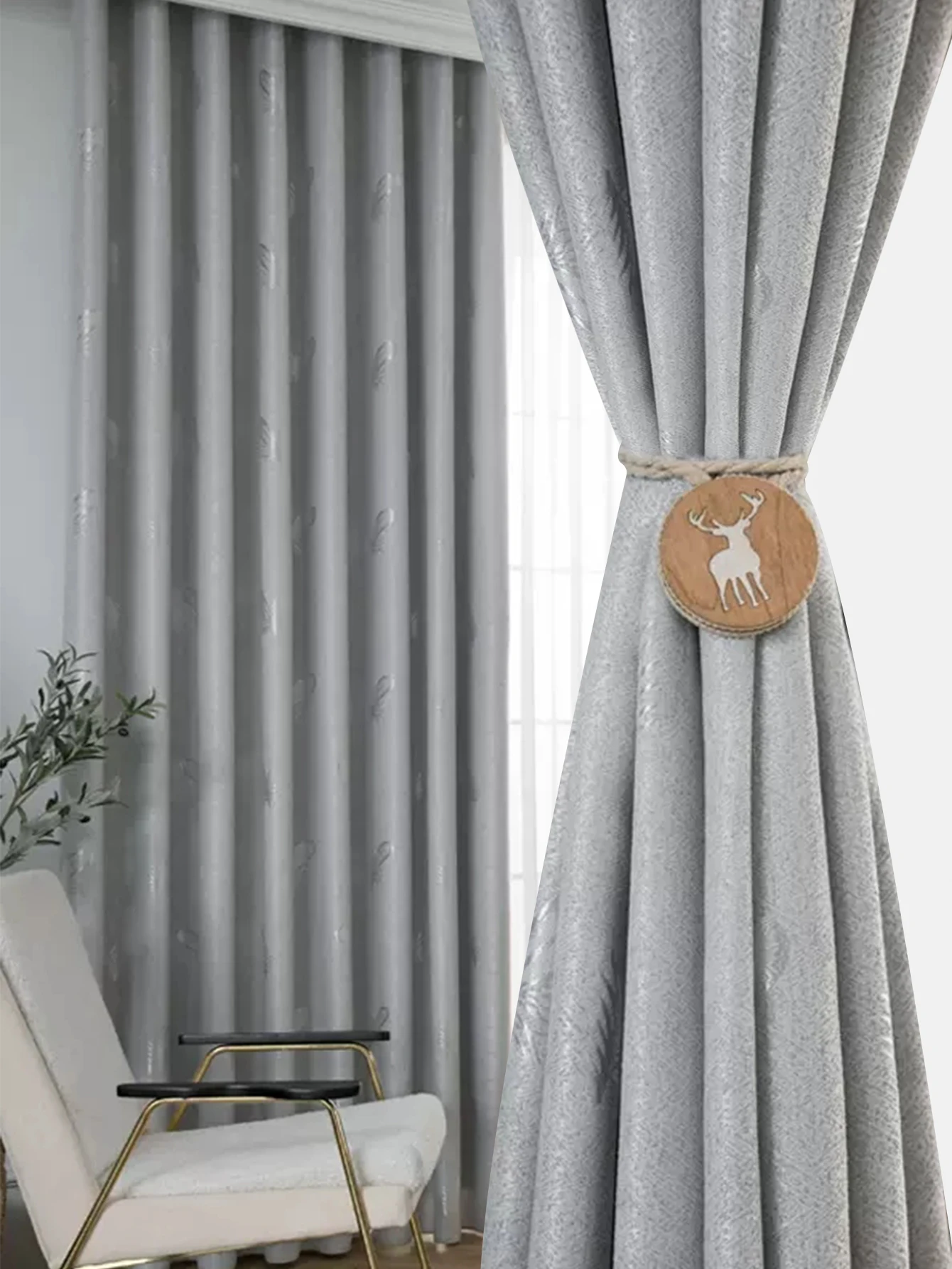 Grey Blackout Curtains, Bedroom, Living Room, Hanging Sunshade