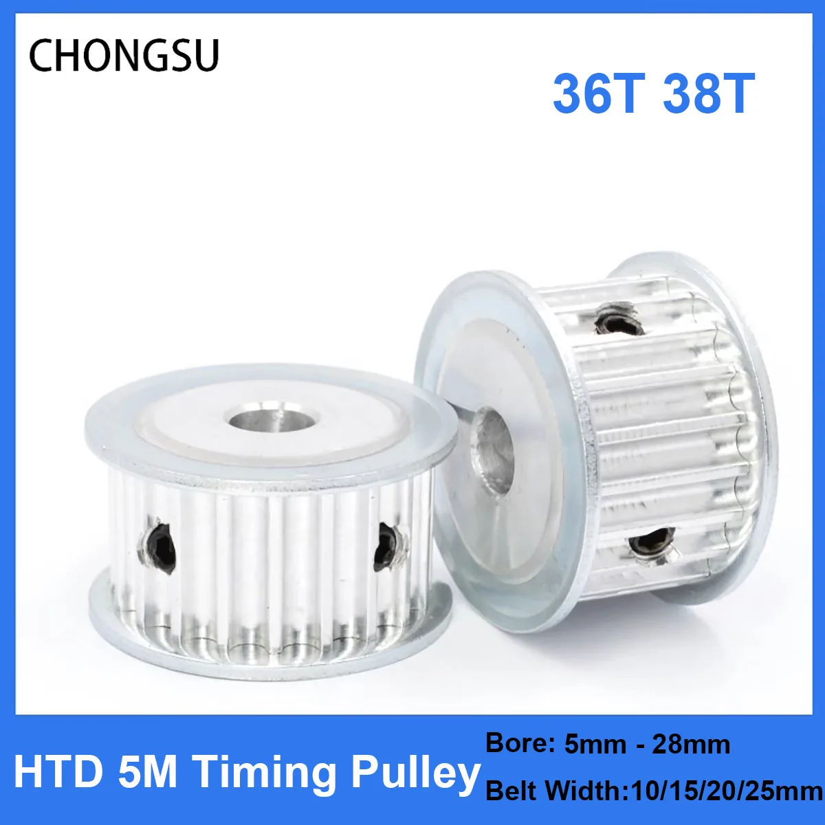 

HTD 5M Timing Pulley 36Teeth 38Teeth 11/16/21/27mm Width Toothed Belt Pulleys 5mm-28mm Bore 5mm Pitch Synchronous Belt Pulley