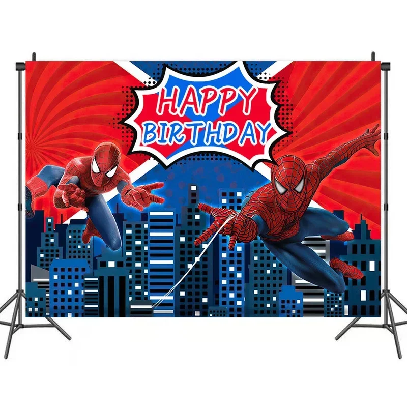 Disney Spiderman tema festa di compleanno sfondo panno decorazione per feste per bambini forniture layout sfondo tenda sfondo