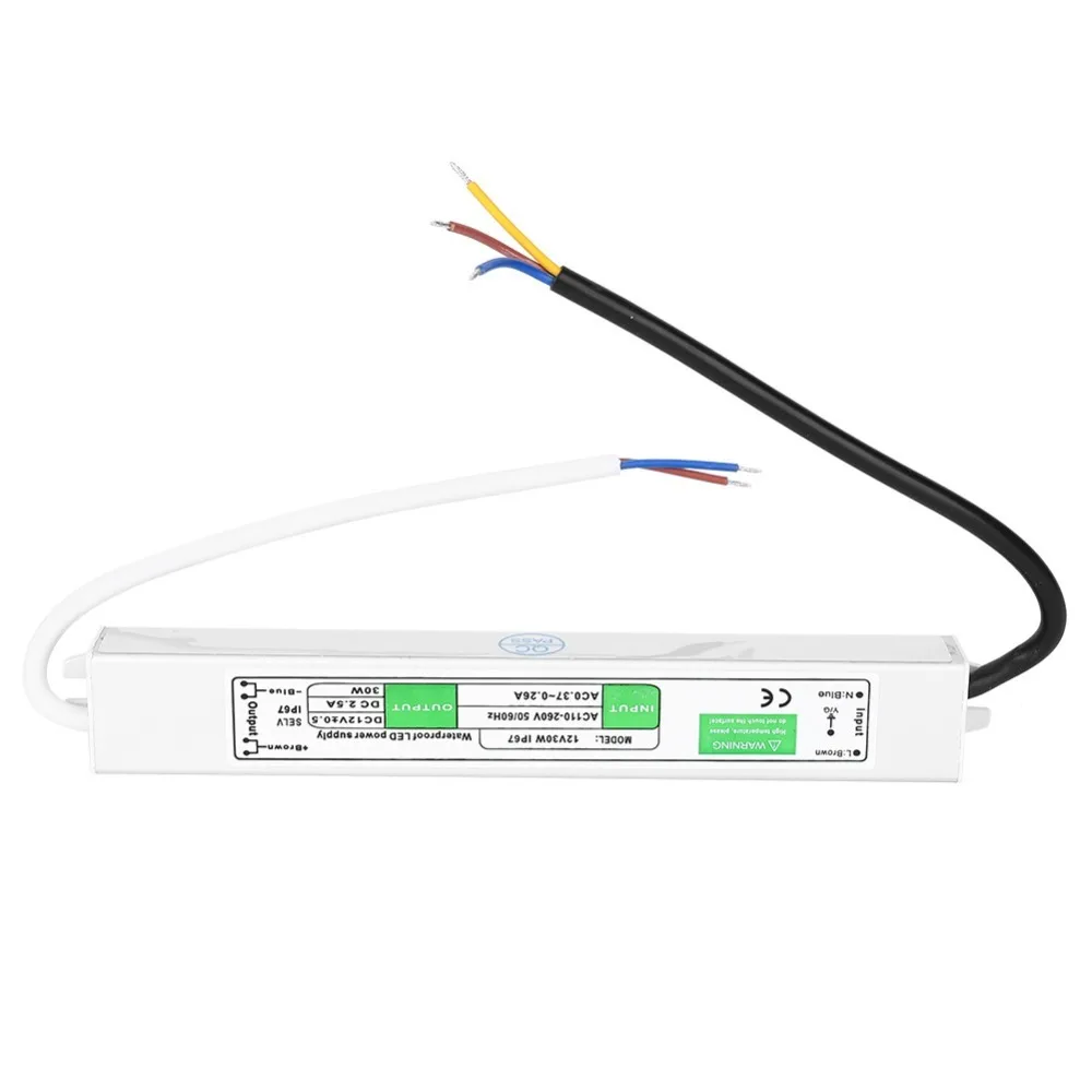 

Блок питания для светодиодов 12В 30Вт, AC110V-260V, ультратонкий, импульсный, с регулируемым током, для светодиодных лент и компьютерных проектов