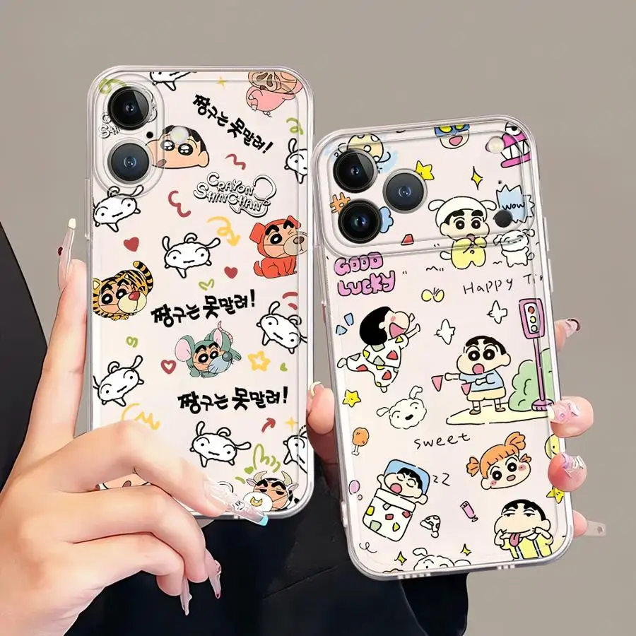 Funda Protectora para iPhone 17 Pro Max, 7, 8, 11, XS Max, 15, 16, Air, 13 Pro, 12 Mini, XR, 14 Plus con Diseño de Crayon Shin Chan