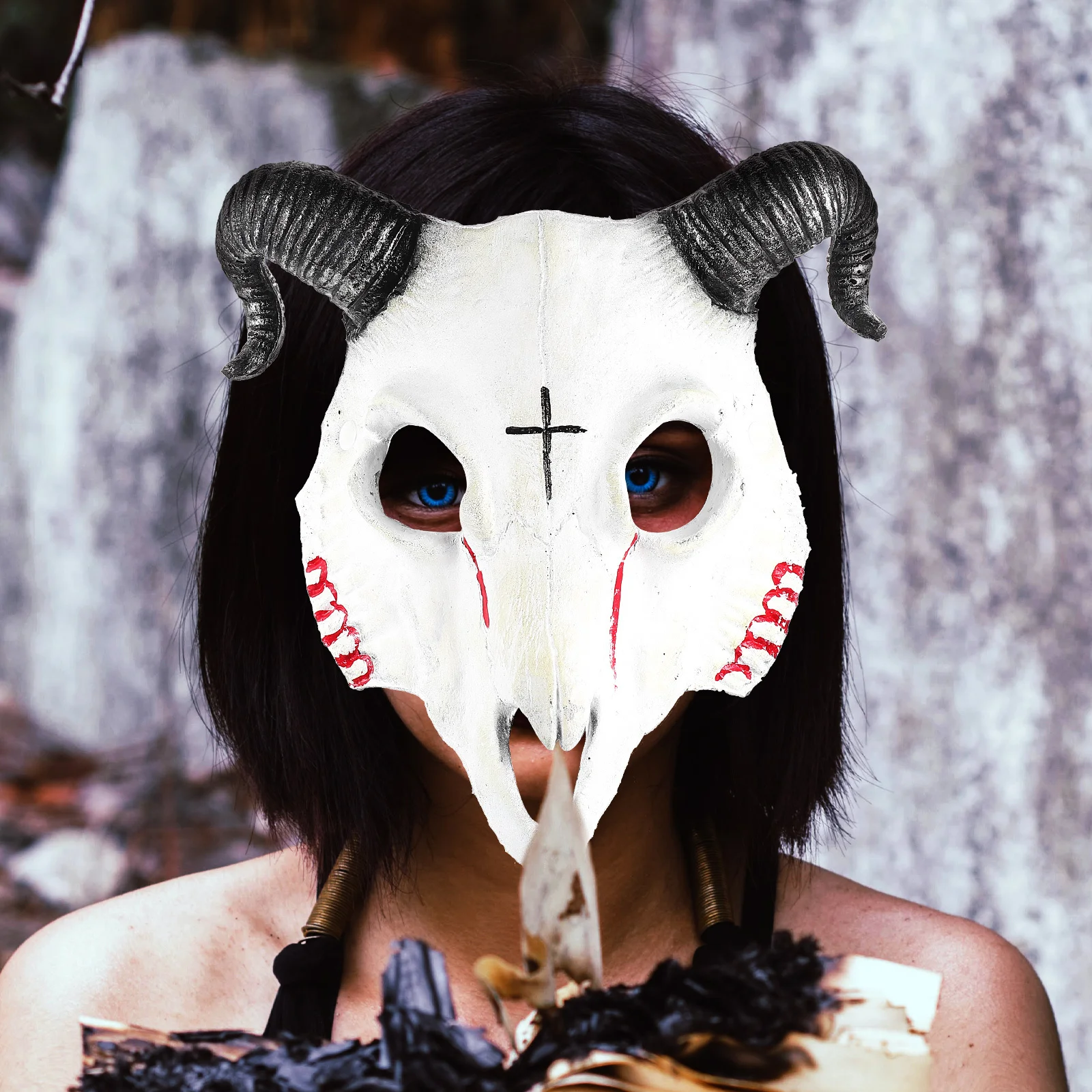 

Funny Goat Mask for Halloween Party Cosplay Animal Theme Event Wearable Prop with Realistic Shape and Comfort Fit Accessory