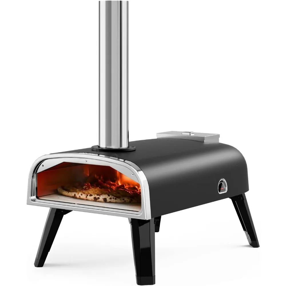 

Pizza Oven Outdoor 12" Wood Fired Pizza Ovens Pellet Stove for outside, Portable Stainless Steel Oven for Backyard