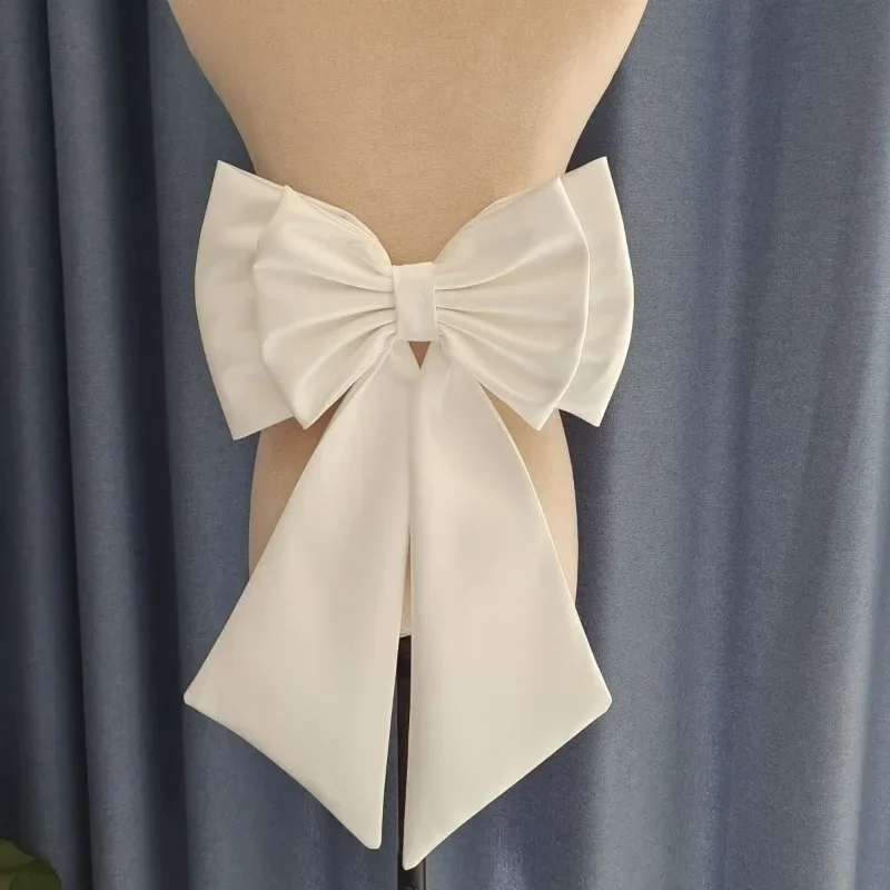 Wedding Dress Accessories Elegant Knot Removable Ball Dress Satin Knot Bridal Belt Butterfly Split Satin Bow