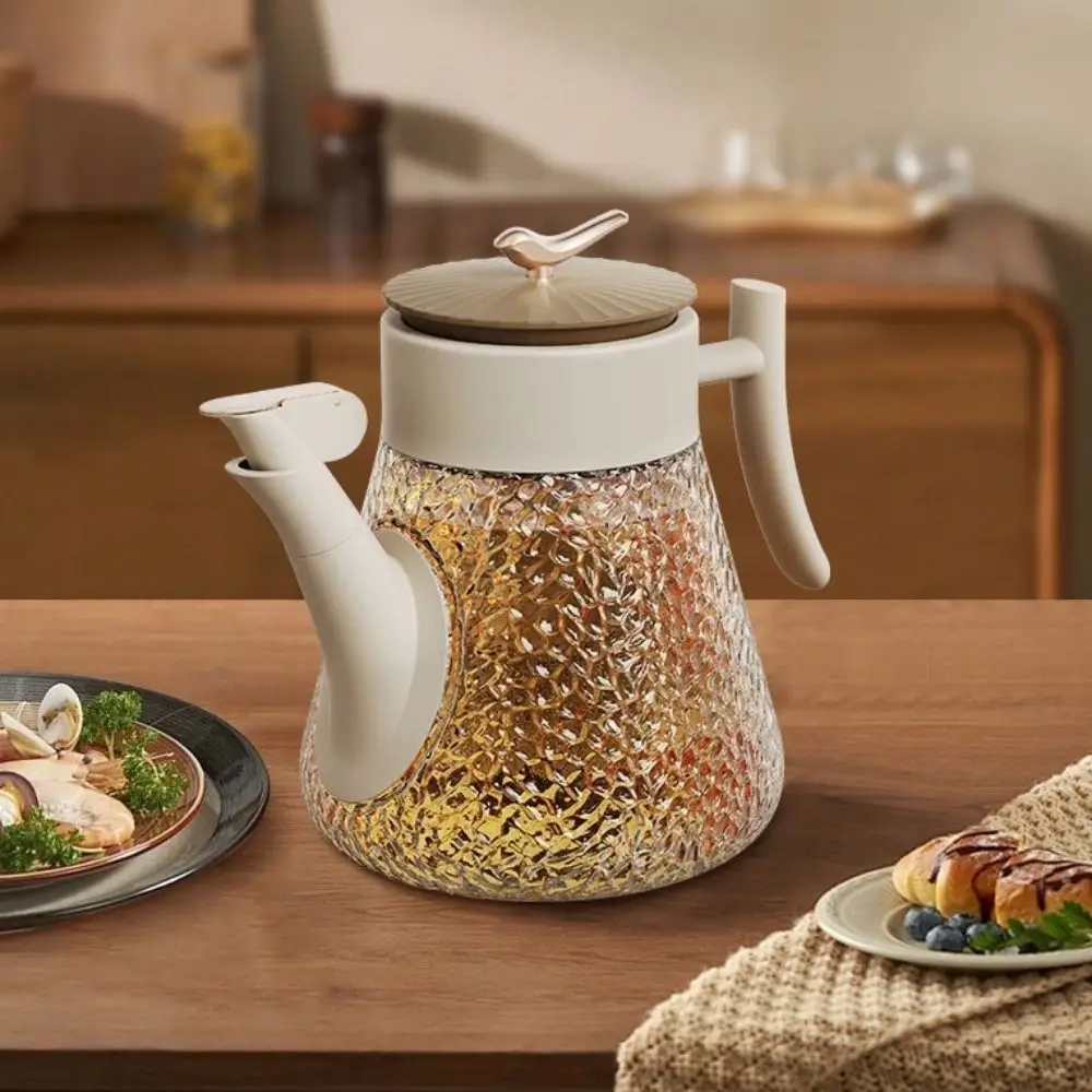 

Multi-functional Food Grade Glass Oil Bottle Thickened Anti-Drip Nozzle Oil Pot Heat-resistant with Oil Brush Oil Canister BBQ