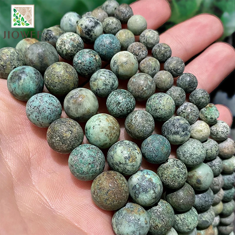 Natural Stone Matte African Turquoises Loose Round Beads for Jewelry Making Diy Bracelet Accessories 15\