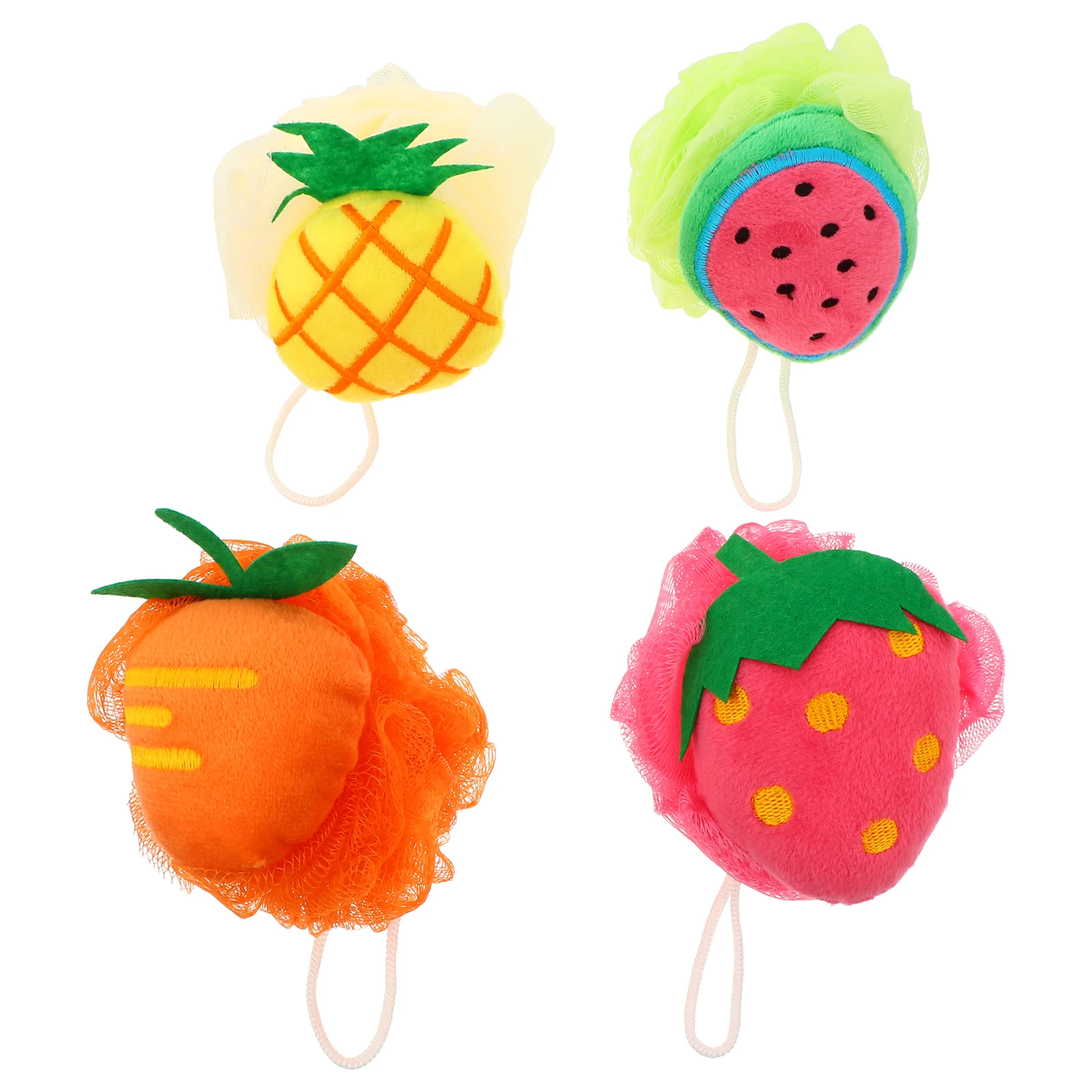 

4 Pcs Flowers Sponge Baby Scrubber Cartoon Shower Ball Kids Bath Accessories Fruit Shaped Body Gel Exfoliating