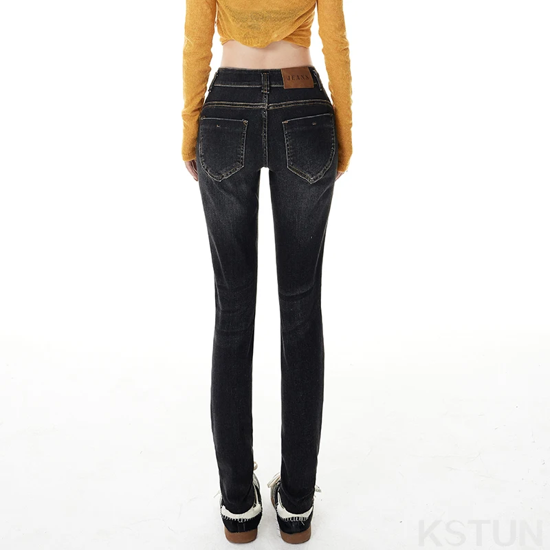 Jean slim élastique taille basse pour femmes, pantalon crayon décontracté à la mode pour filles épicées, Double boutonnage, pantalon amincissant confortable