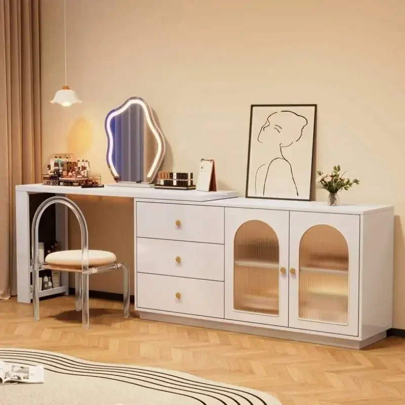 Rattan Large Stool Vanity Tables Wood Drawers Set Nordic Storage Corner Dressers Unique Organizer Coiffeuse De Chambre Furniture