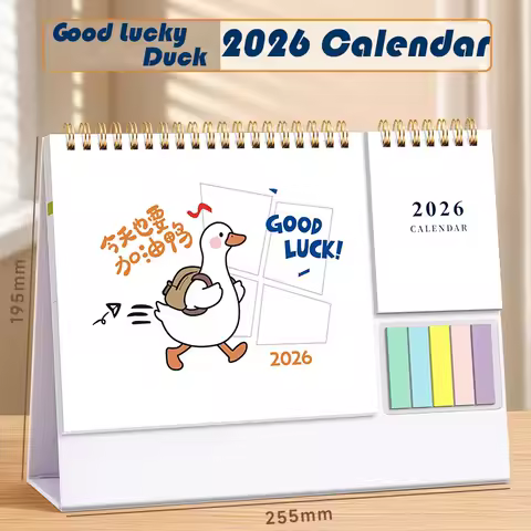 2026 Desktop Calendar with Stickers, Schedule Organizer for Office, Home, School, Good Luck Deck Decorative Calendar.