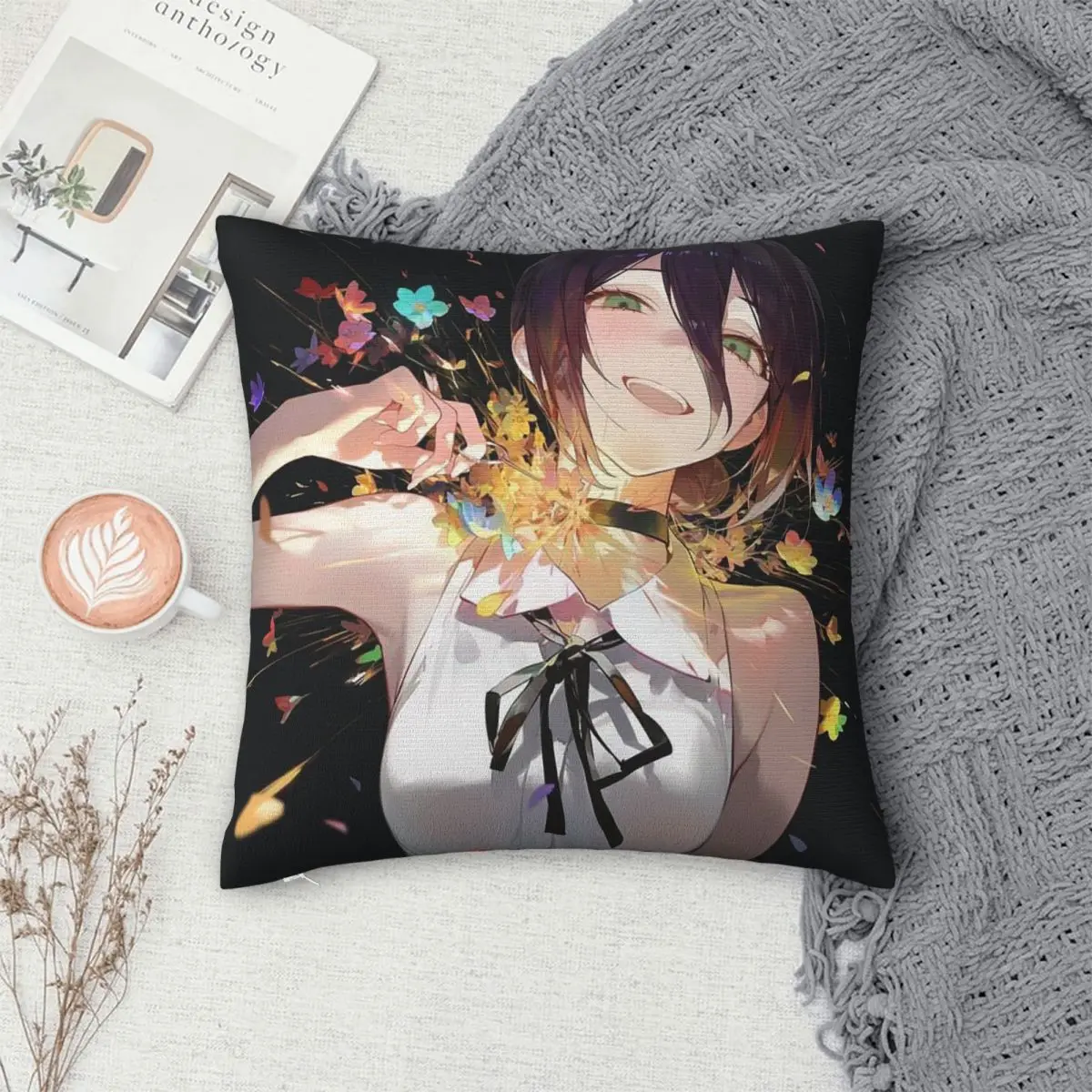 Chainsaw Man Reze Arc Anime Square Pillowcase Pillow Cover Cushion Decor Comfort Throw Pillow for Home Car