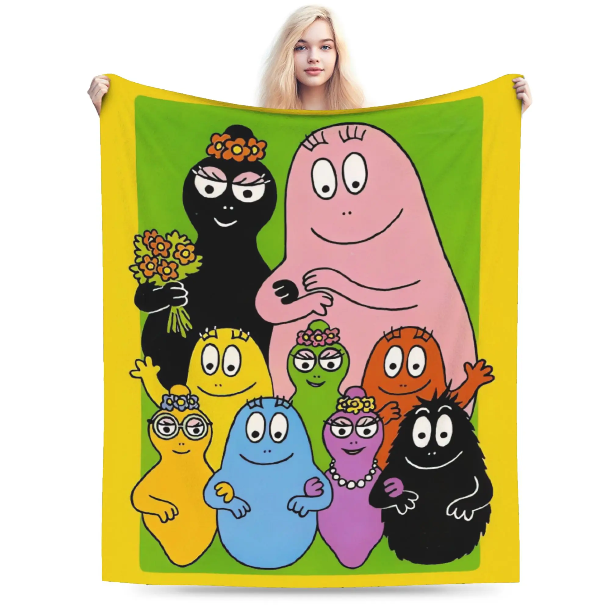 Barbapapa Barbamama Blankets  Decorative Flannel Throw Blanket For Outdoor Super Warm Custom DIY Quality Bedspread Gift Idea