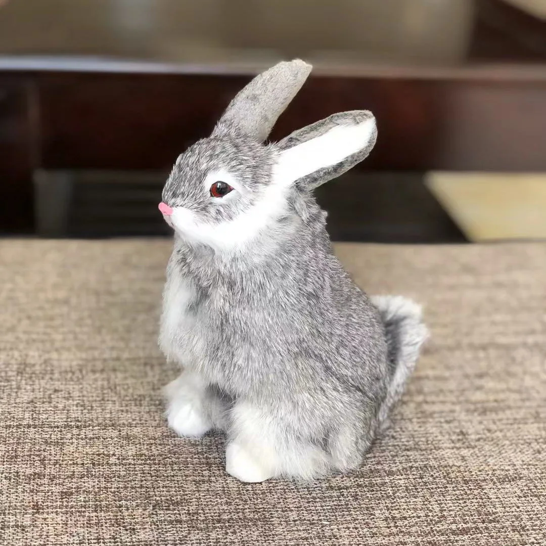 Jouets en peluche de simulation de lapin réaliste pour enfants, joli jouet en peluche de beurre d'animal, décorations d'artisanat, cadeau d'anniversaire