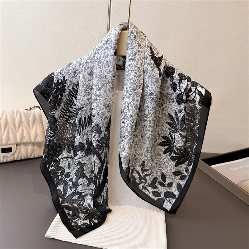 

Plant Style Printed Scarves Women's Soft Satin Scarf Spring and Summer Floral Decorations Small Neckties Hairbands Bags