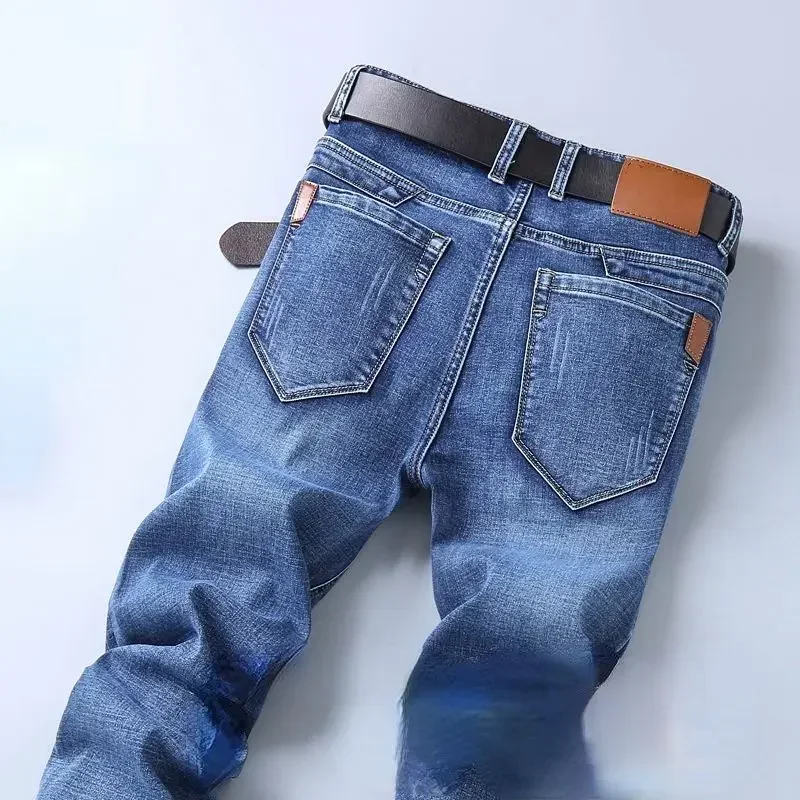 Calças de assento aberto estiramento jeans masculino solto em linha reta invisível zíper campo completo-aberto tipo boate escritório sexo livre mãe jeans