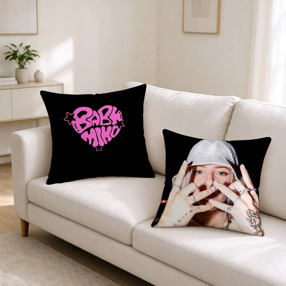 Y-Young Miko Latin Trap Artist  Pillow Case Square Double-Sided Sofa Cushion Cover Bedroom Bedside Pillow