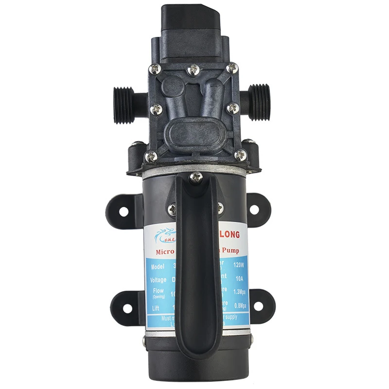 12V/24V DC Water Pressure Diaphragm Pump Industrial 120W, 10L/Min Self Priming Pump Electric High Pressure Car Wash Water Pump