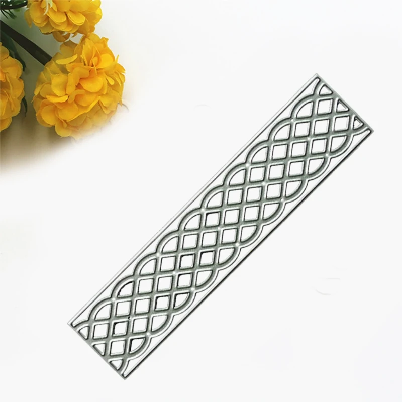 G6KF Rectangle Metal Cutting Dies Fan-shaped Grid Embossing Script Die Stencils Scrapbook Birthday Cards Making DIY Supplies view 5