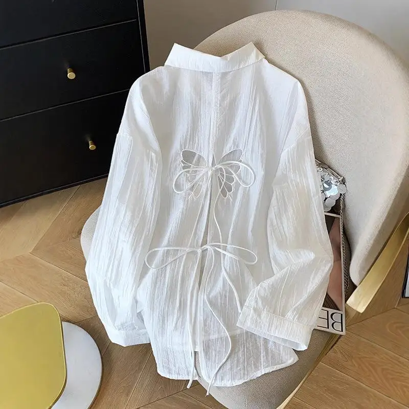 women's-summer-new-tie-sleeve-long-sleeve-lightweight-sun-protection-shirt-outerwear-design-sense-minority-cardigan