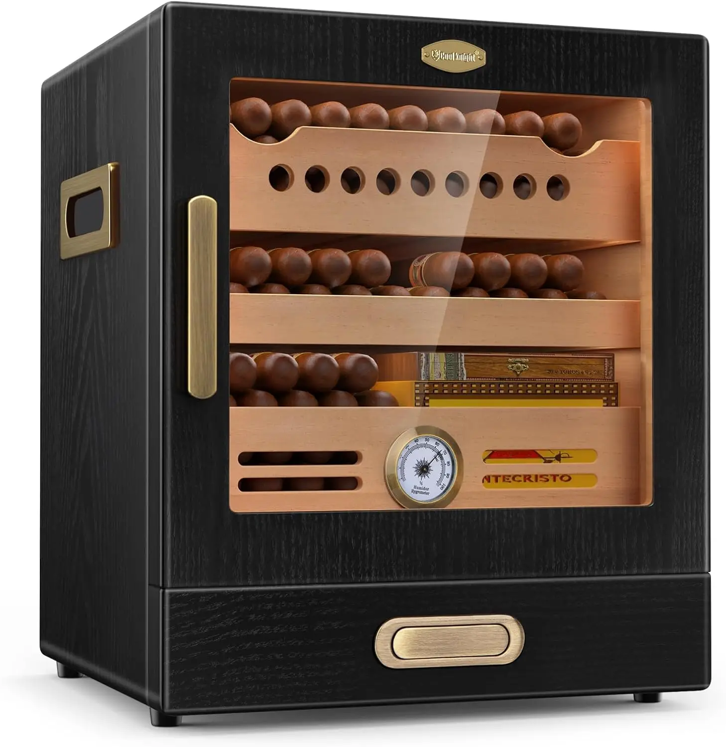 

Premium Cigar Humidor Cabinet with Spanish Cedar Drawer, Hygrometer & Accessories - Ideal Christmas Gift for Cigar Enthusiasts