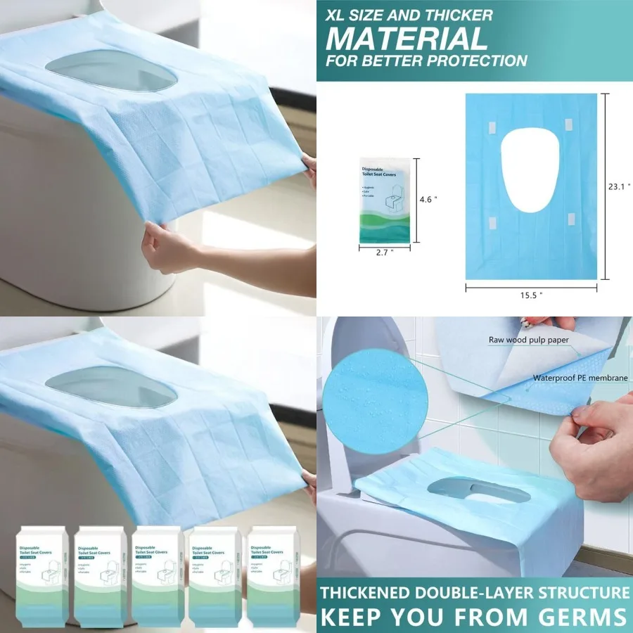 

Disposable Waterproof Toilet Seat Covers 10Pack Individually Wrapped XL Portable Potty Liners for Travel Adults NonFlushable Hy