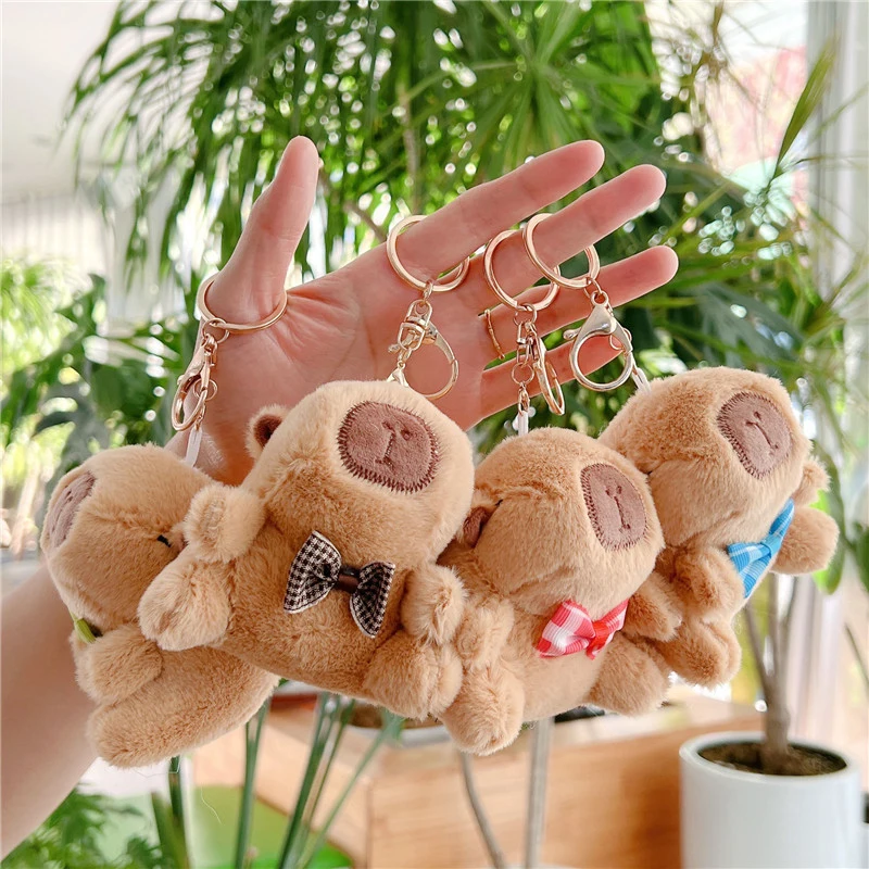 Capybara Plush Keychains Cute Bag Pendant Simulation Capibara Anime Fluffty Toys