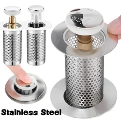 Stainless Steel Floor Drain Filter Pop-Up Bounce Core Washbasin Plug Anti Odor Basin Stopper Hair Catcher Shower Sink Strainer