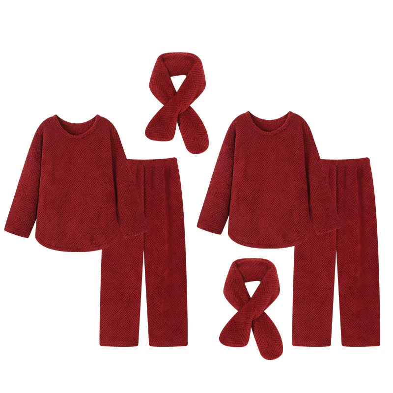 

Men's couple pajamas fall and winter red coral fleece suit winter home wear men's comfortable thickening festive wedding suit