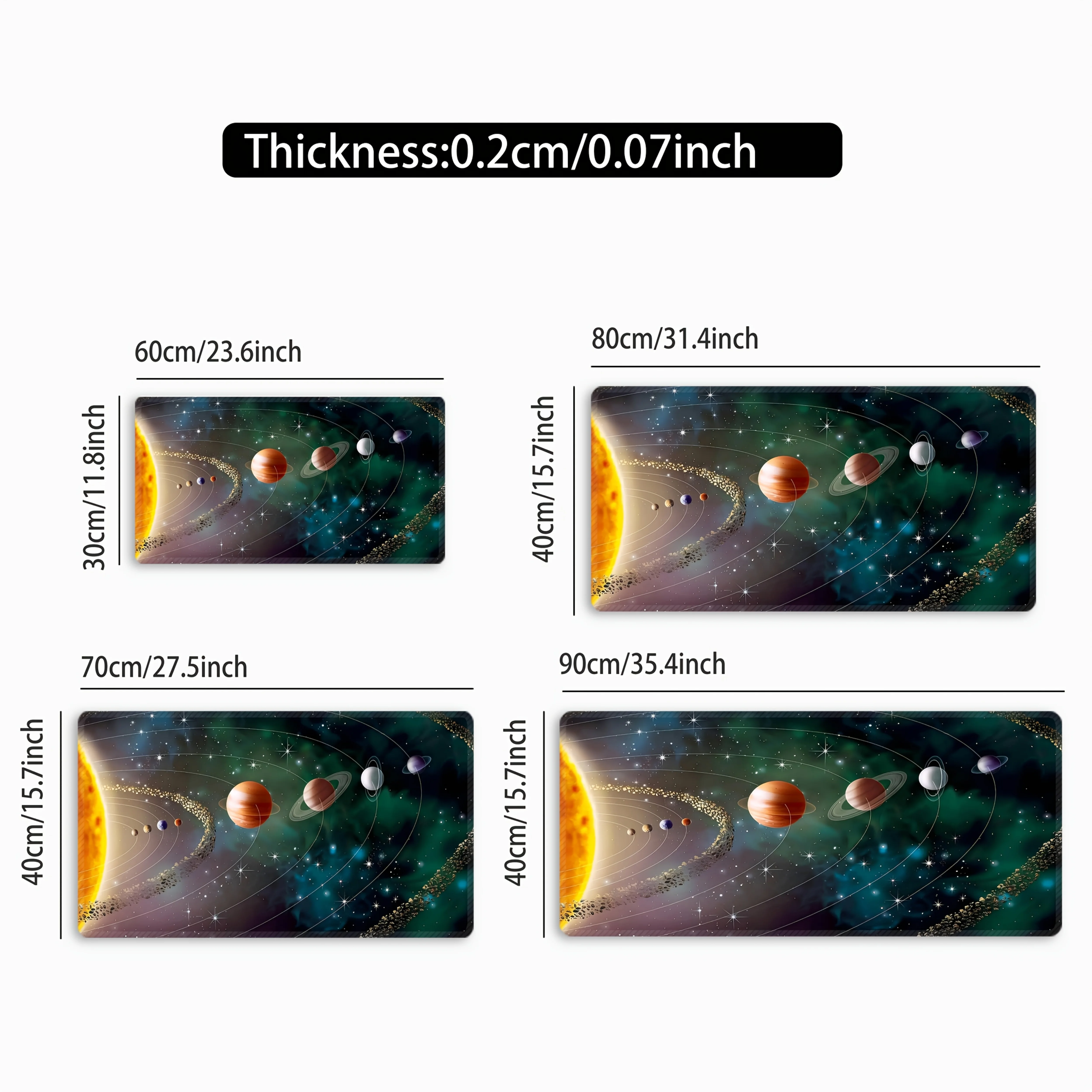 Solar System Planets Space Desk Mat Extra Large Stitched Edges Non-Slip Rubber Gaming Mouse Pad