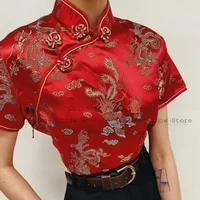Camisa Cheongsam de estilo chino para mujer, ropa Qipao Tang, Top Jacquard Vintage, traje chino tradicional, moda de verano, nuevo
