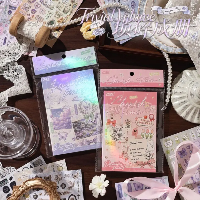 20Pcs Soft Pastel Coated Paper Decor Stickers, Romantic Small Pattern Stickers for Journal Planner Album DIY Projects