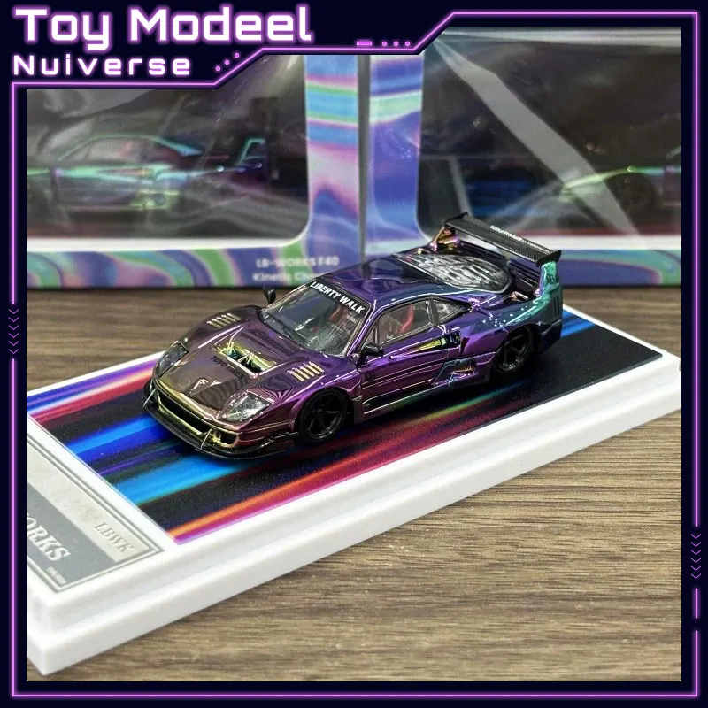 TopArt Ferrari LBWK F40 Iridescent Electroplated 1:64 Scale Luxury Diecast Alloy Simulation Car Model Collectible Perfect Gift